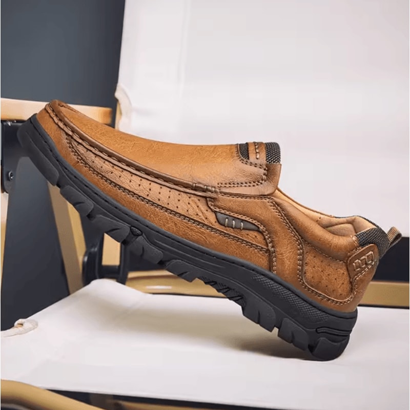 Genuine Leather Mens Handmade Casual Loafers Breathable Comfortable Slip On Driving Shoes 3