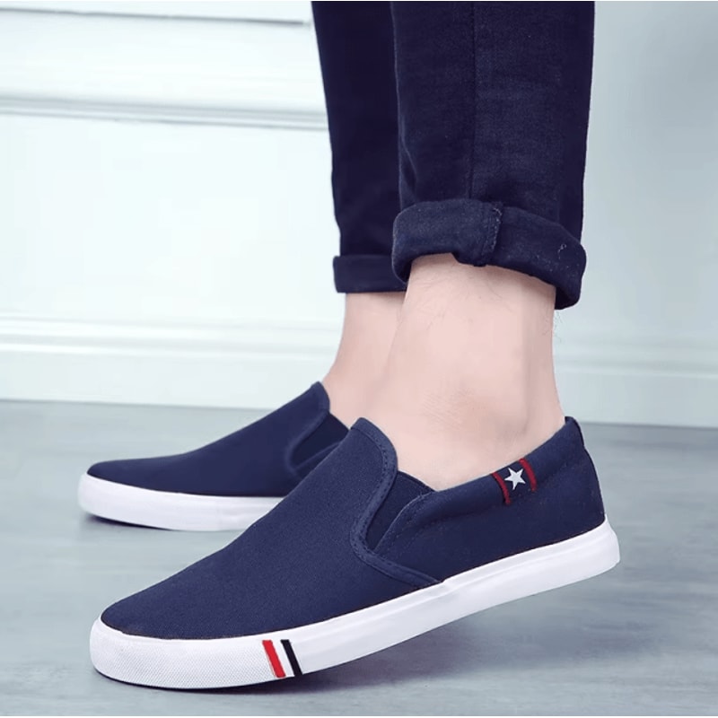 Men Canvas Slip On Casual Loafers Comfortable Walking Non Slip Flats 2