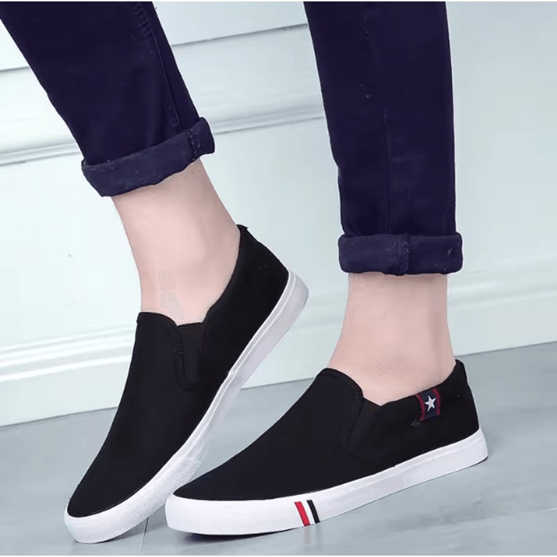 Men Canvas Slip On Casual Loafers Comfortable Walking Non Slip Flats 3