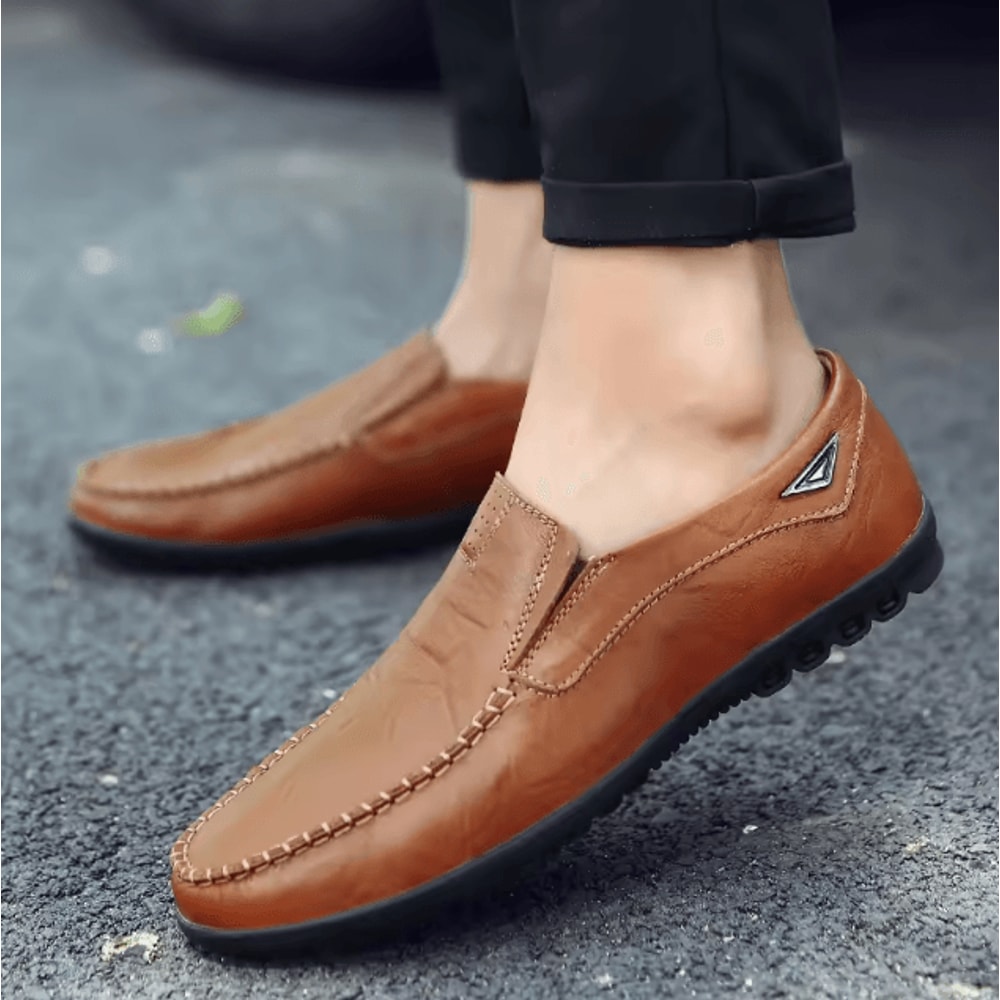 Men Handmade Leather Casual Loafers Comfortable Anti Slip Driving Shoes 4