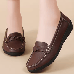 women leather loafers comfortable slip on casual flat shoes