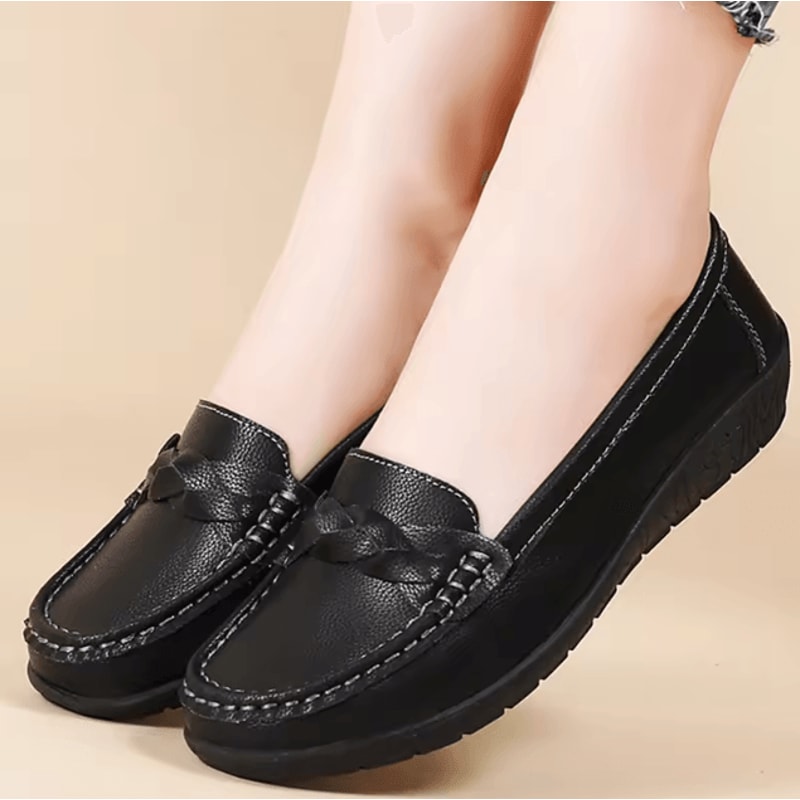 Women Leather Loafers Comfortable Slip On Casual Flat Shoes 6