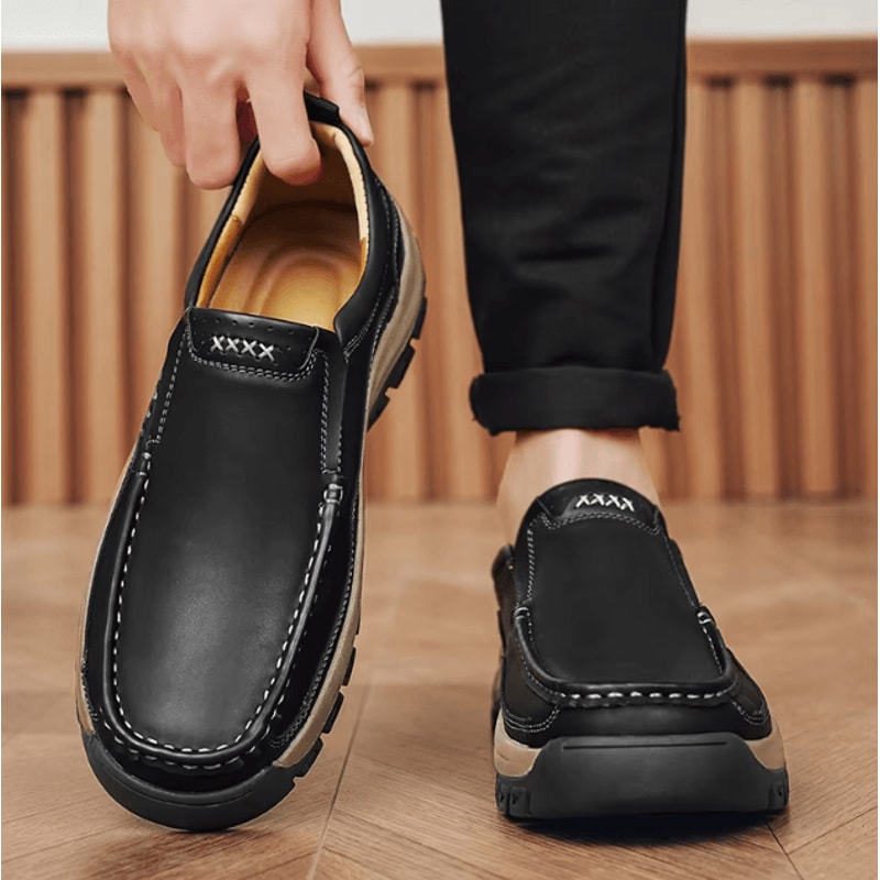 Men Hand Stitched Casual Loafers Comfortable Breathable Slip On Everyday Shoes 1