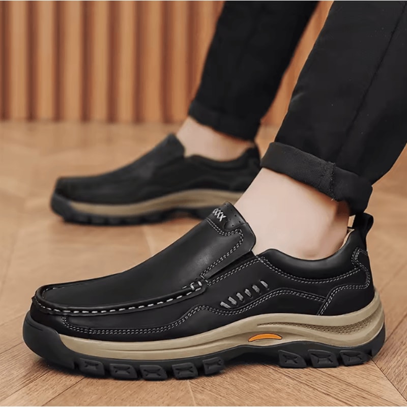 Men Hand Stitched Casual Loafers Comfortable Breathable Slip On Everyday Shoes 2