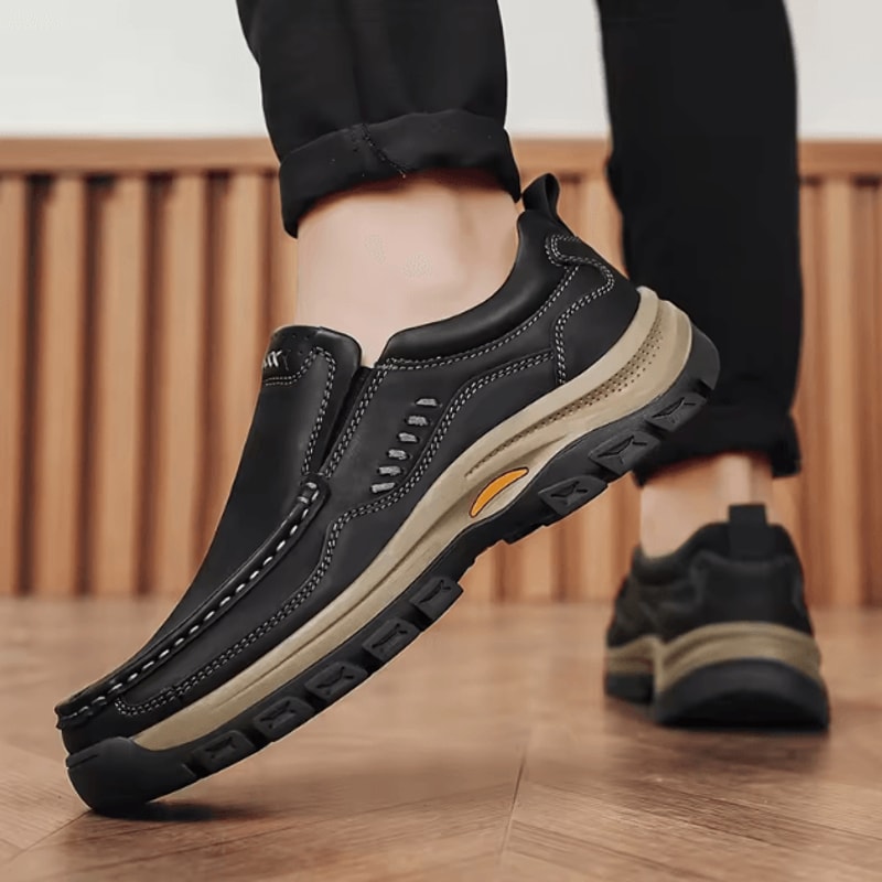 Men Hand Stitched Casual Loafers Comfortable Breathable Slip On Everyday Shoes 3