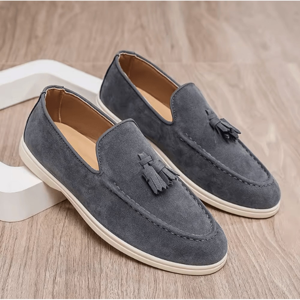 Men Suede Leather Classic Tassel Loafers Comfortable Casual Driving Flats 0