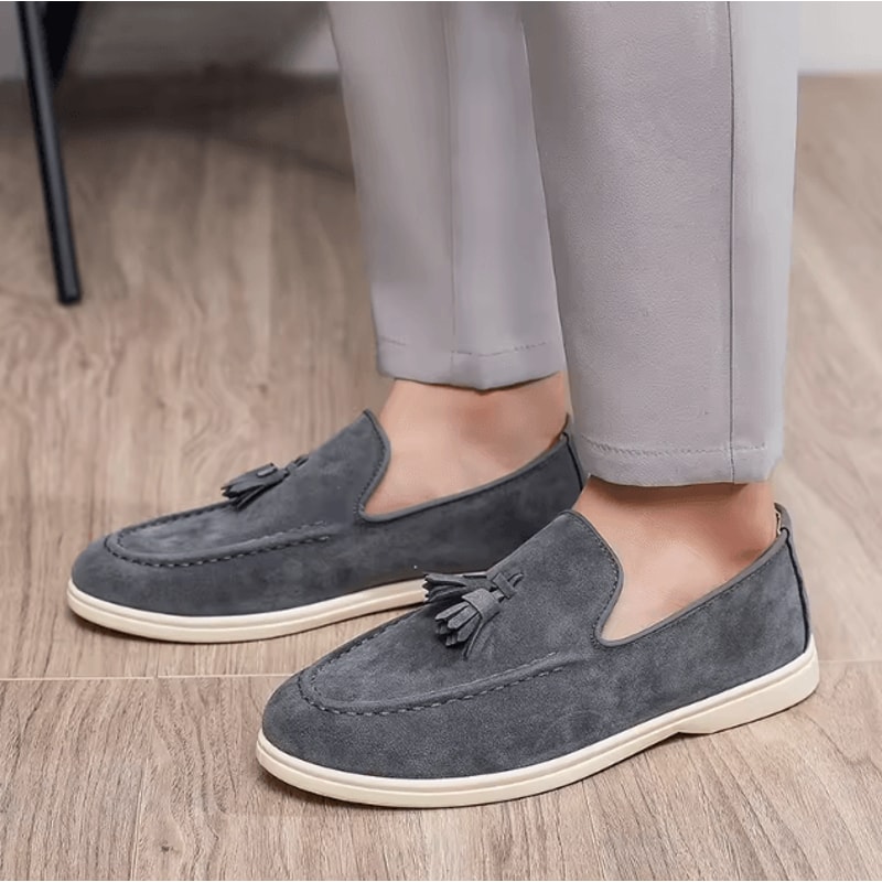 Men Suede Leather Classic Tassel Loafers Comfortable Casual Driving Flats 1