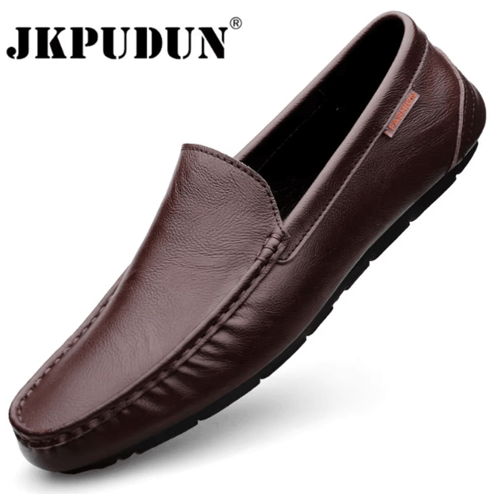 Men Leather Casual Loafers Breathable Comfortable Slip On Driving Shoes 0