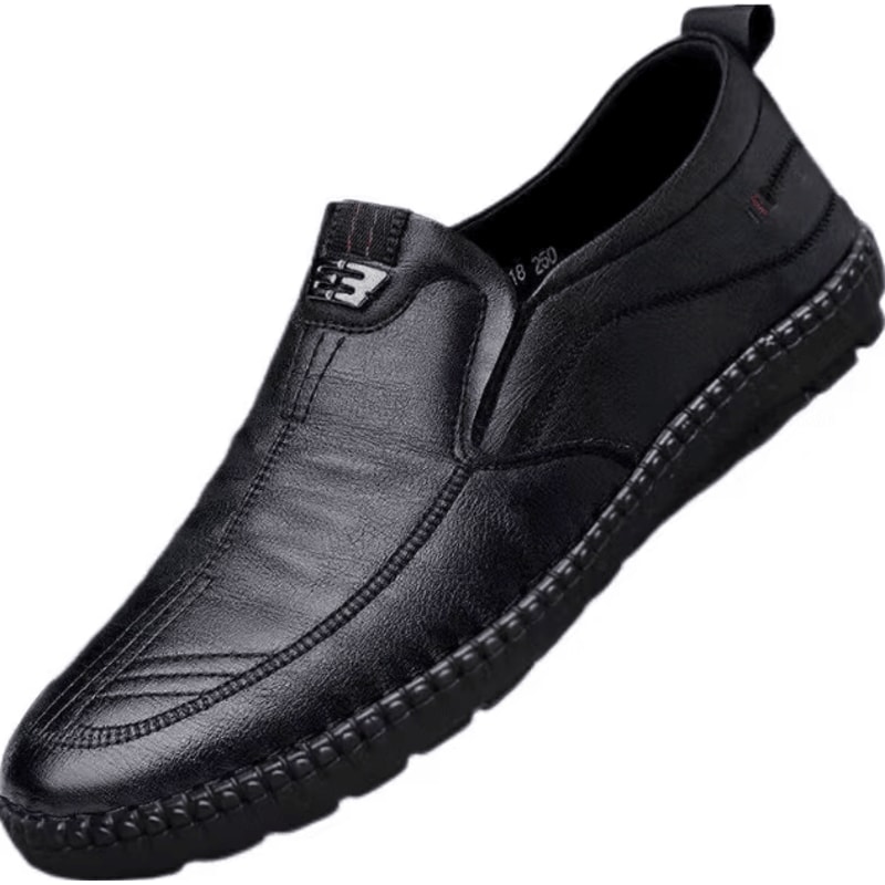 Men Leather Casual Loafers Comfortable Breathable Slip On Outdoor Driving Shoes 4