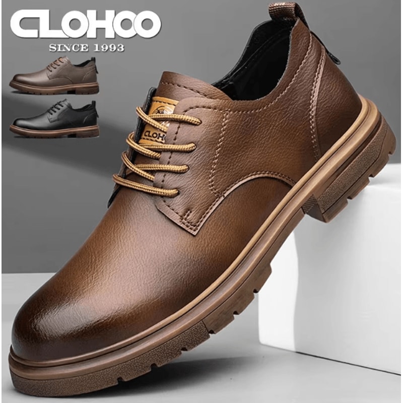 Mens Handmade Leather Casual Lace Up Shoes Comfortable Breathable Everyday Footwear 0