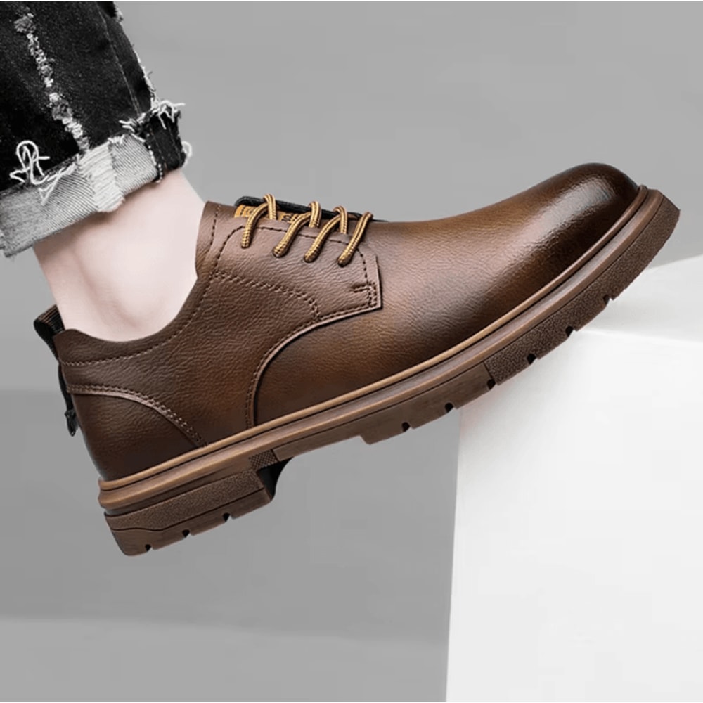 Mens Handmade Leather Casual Lace Up Shoes Comfortable Breathable Everyday Footwear 2