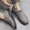 Men Casual Canvas And Leather Slip On Comfortable Walking Shoes 0