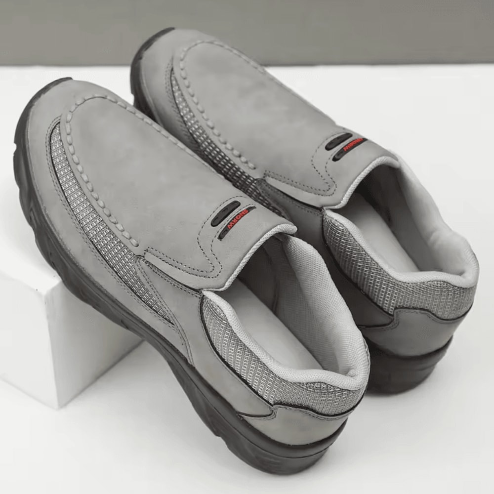 Men Casual Canvas And Leather Slip On Comfortable Walking Shoes 2