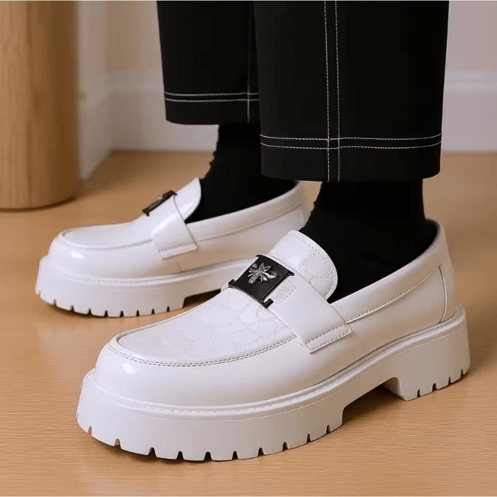 Men Leather Fashion Slip On Loafers Comfortable Thick Sole Business And Formal Shoes 1