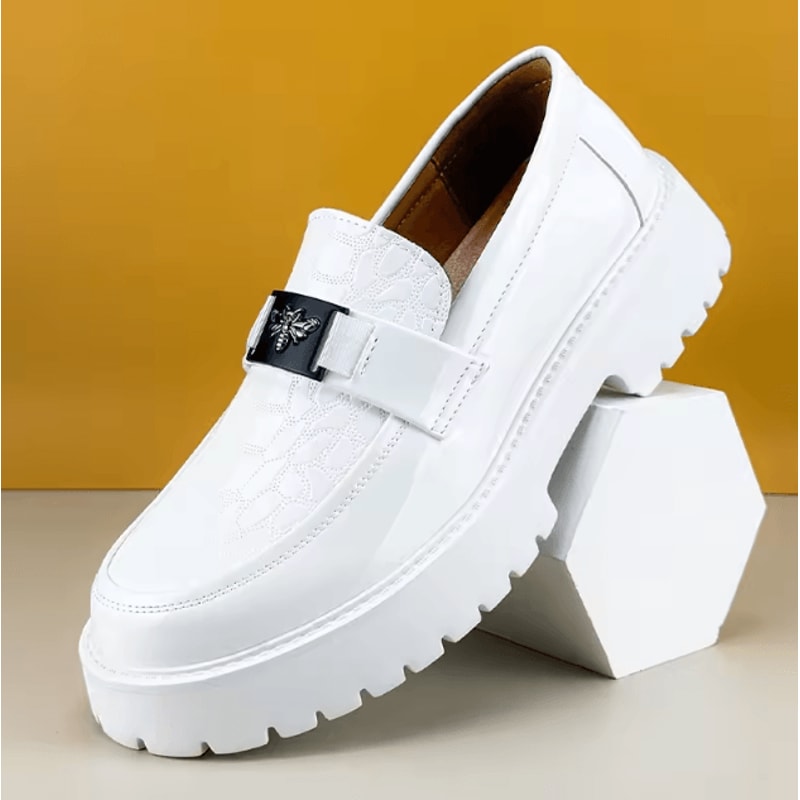 Men Leather Fashion Slip On Loafers Comfortable Thick Sole Business And Formal Shoes 5