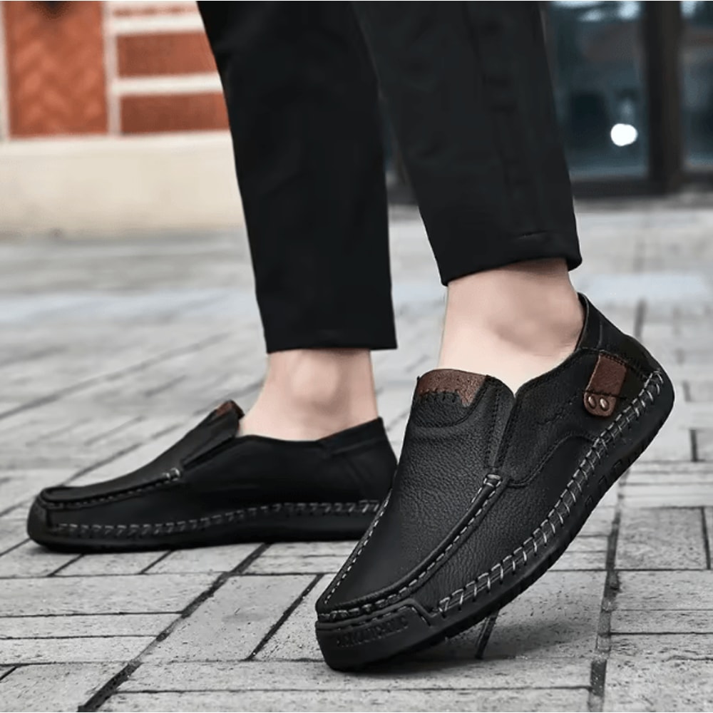 Mens Soft Leather Handmade Loafers Comfortable Slip On Casual Shoes 2