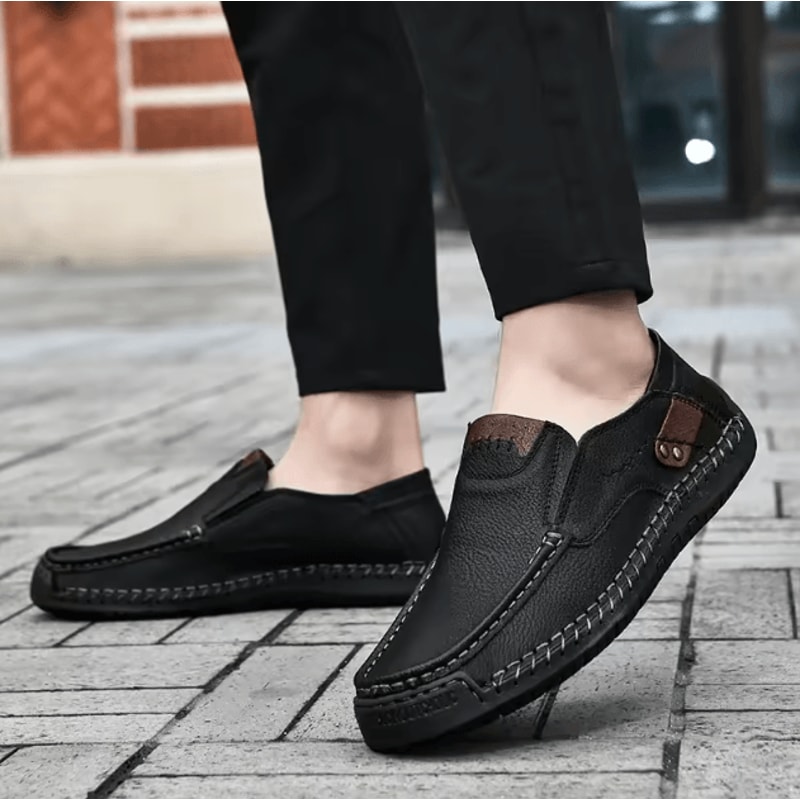 Mens Soft Leather Handmade Loafers Comfortable Slip On Casual Shoes 2