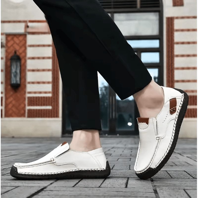 Mens Soft Leather Handmade Loafers Comfortable Slip On Casual Shoes 4