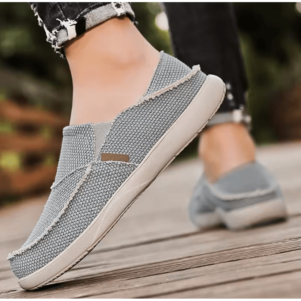 Men Canvas Summer Loafers Breathable Comfortable Ultralight Casual Shoes 3