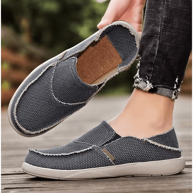 Men Canvas Summer Loafers Breathable Comfortable Ultralight Casual Shoes 4