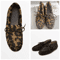 Women Cowhide Leather Bow And Leopard Print Casual Loafers Comfortable Slip On Shoes 0