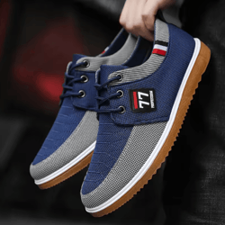 men casual breathable vulcanized sneakers lightweight canvas slip on shoes