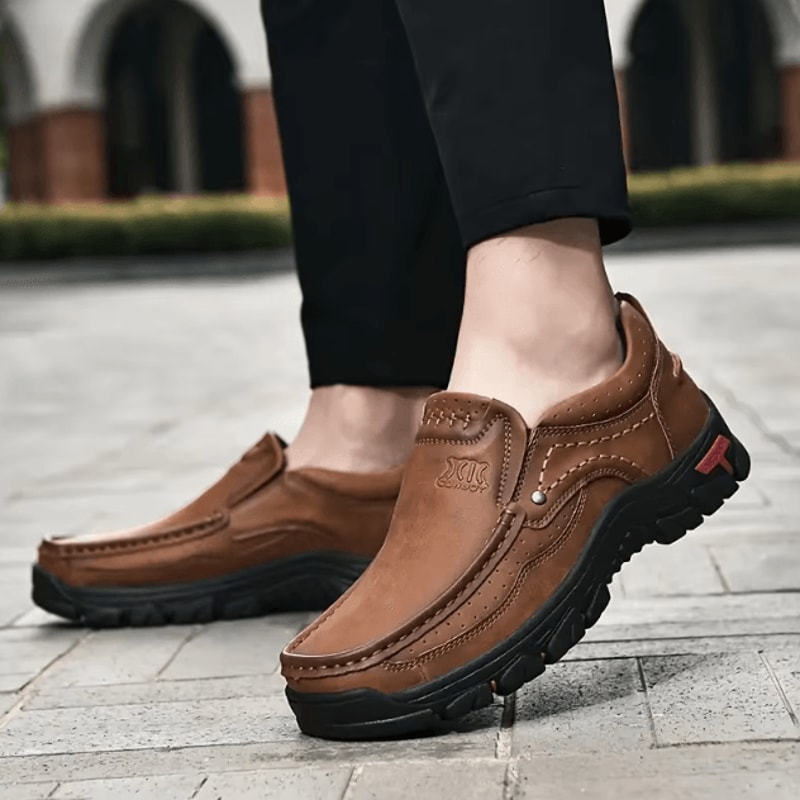 Men Handmade Leather Casual Loafers Comfortable Slip On Walking Shoes 0