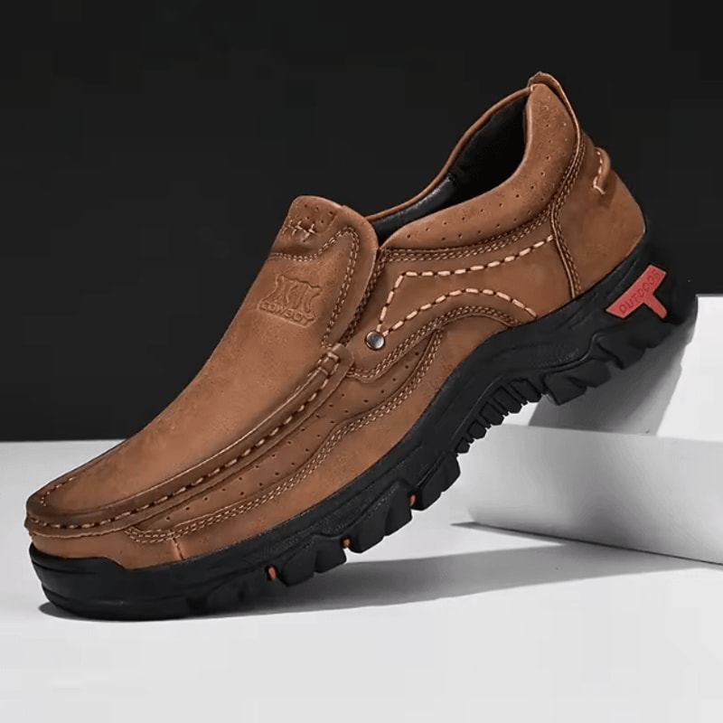 Men Handmade Leather Casual Loafers Comfortable Slip On Walking Shoes 5