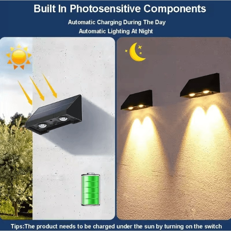 Solar Garden Lights Outdoor Solar Fence Lights Waterproof LED Wall Lamp For Patio Balcony House 2