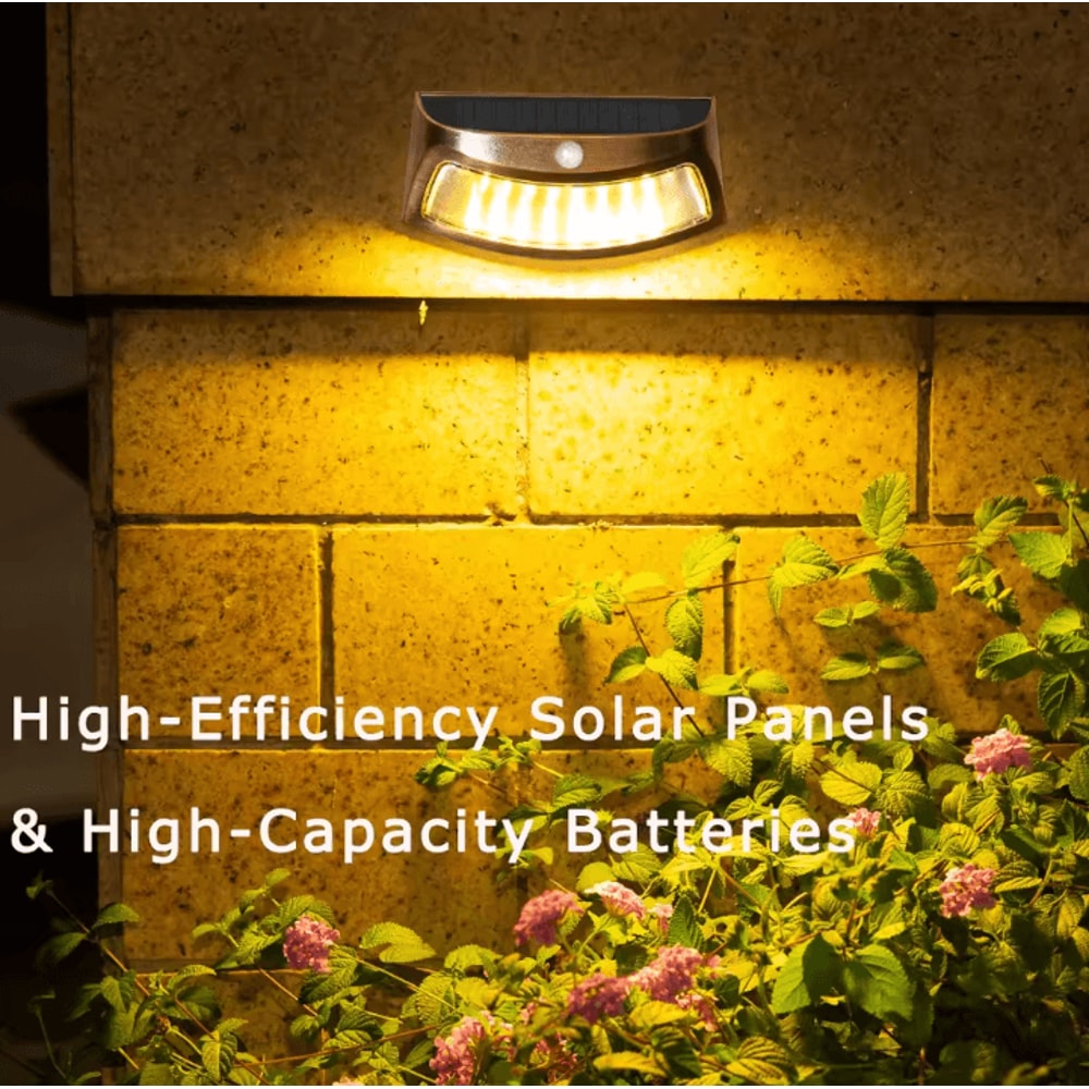 Solar Motion Sensor Outdoor Wall Lights Waterproof PIR Security Garden Fence Lamp 2