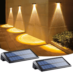 2 pack solar fence lights outdoor solar wall lights ip44 waterproof for backyard deck porch step lighting