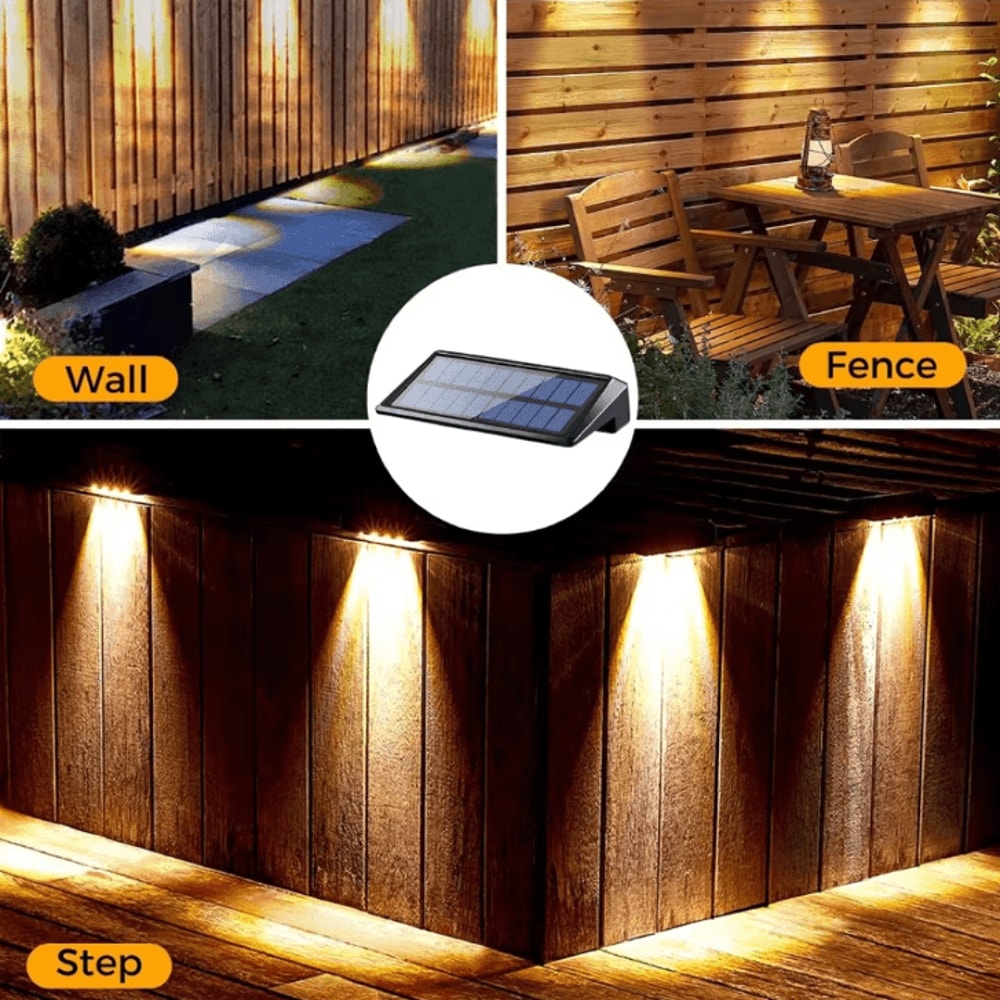 2 Pack Solar Fence Lights Outdoor Solar Wall Lights IP44 Waterproof For Backyard Deck Porch Step Li 4