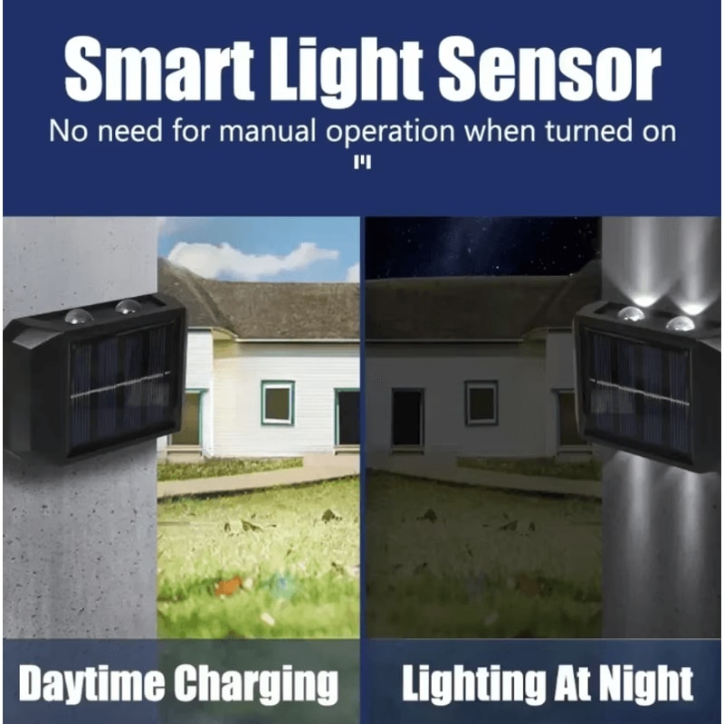 Solar Wall Light IP65 Waterproof LED Safety Up And Down Lighting For Outdoor Patio Yard Garden 3