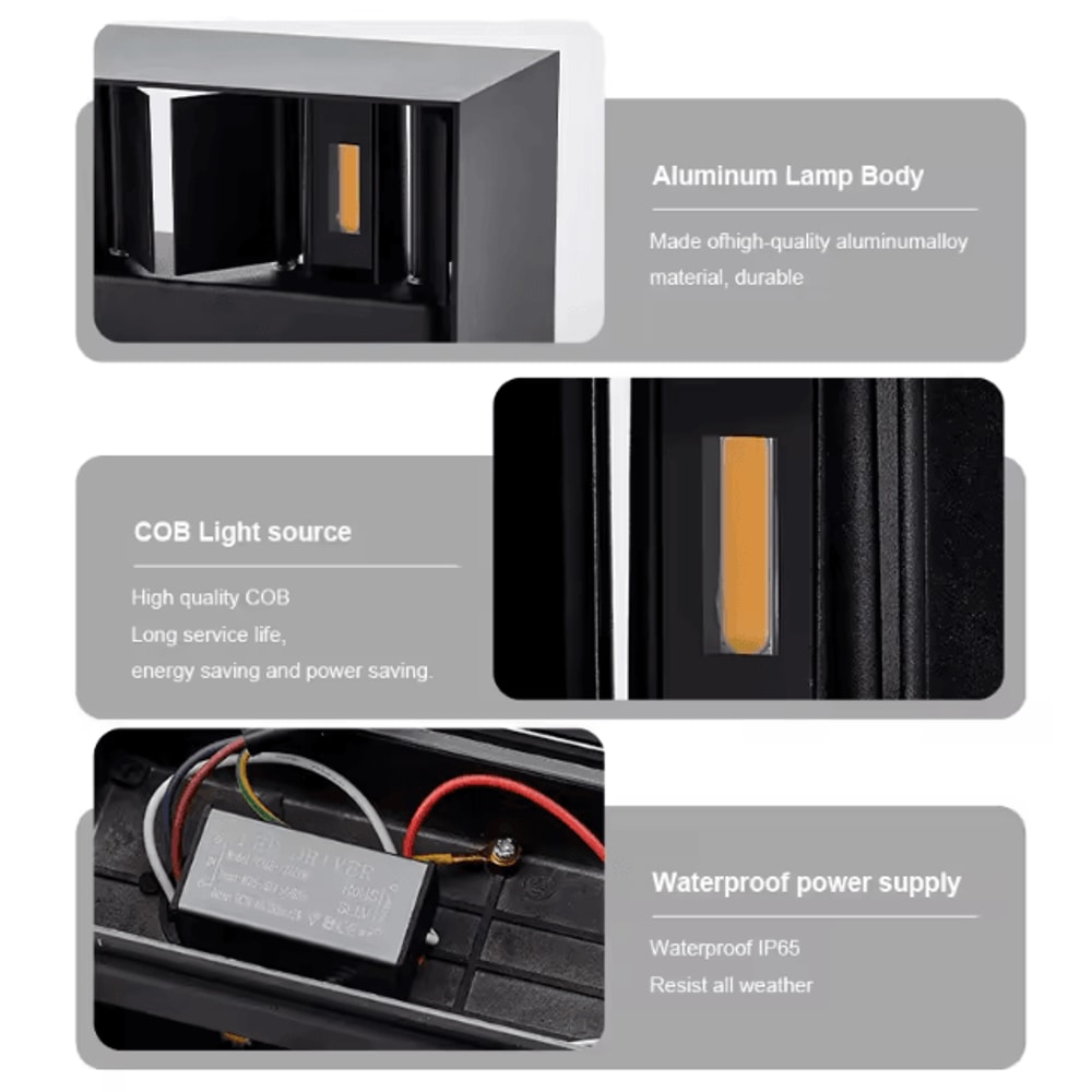Waterproof Aluminum LED Wall Lamp Outdoor IP65 12W 24W LED Lighting For Porch Garden Living Room St 3