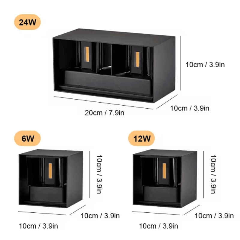 Waterproof Aluminum LED Wall Lamp Outdoor IP65 12W 24W LED Lighting For Porch Garden Living Room St 4