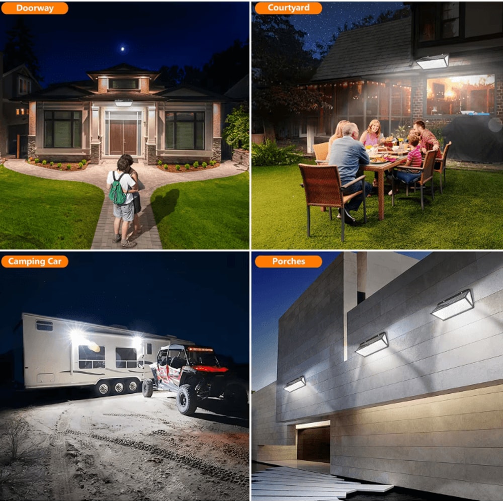 Super Bright Solar Outdoor Wall Lamp Solar Powered Flood Lights With 3 Modes IP65 Waterproof 4