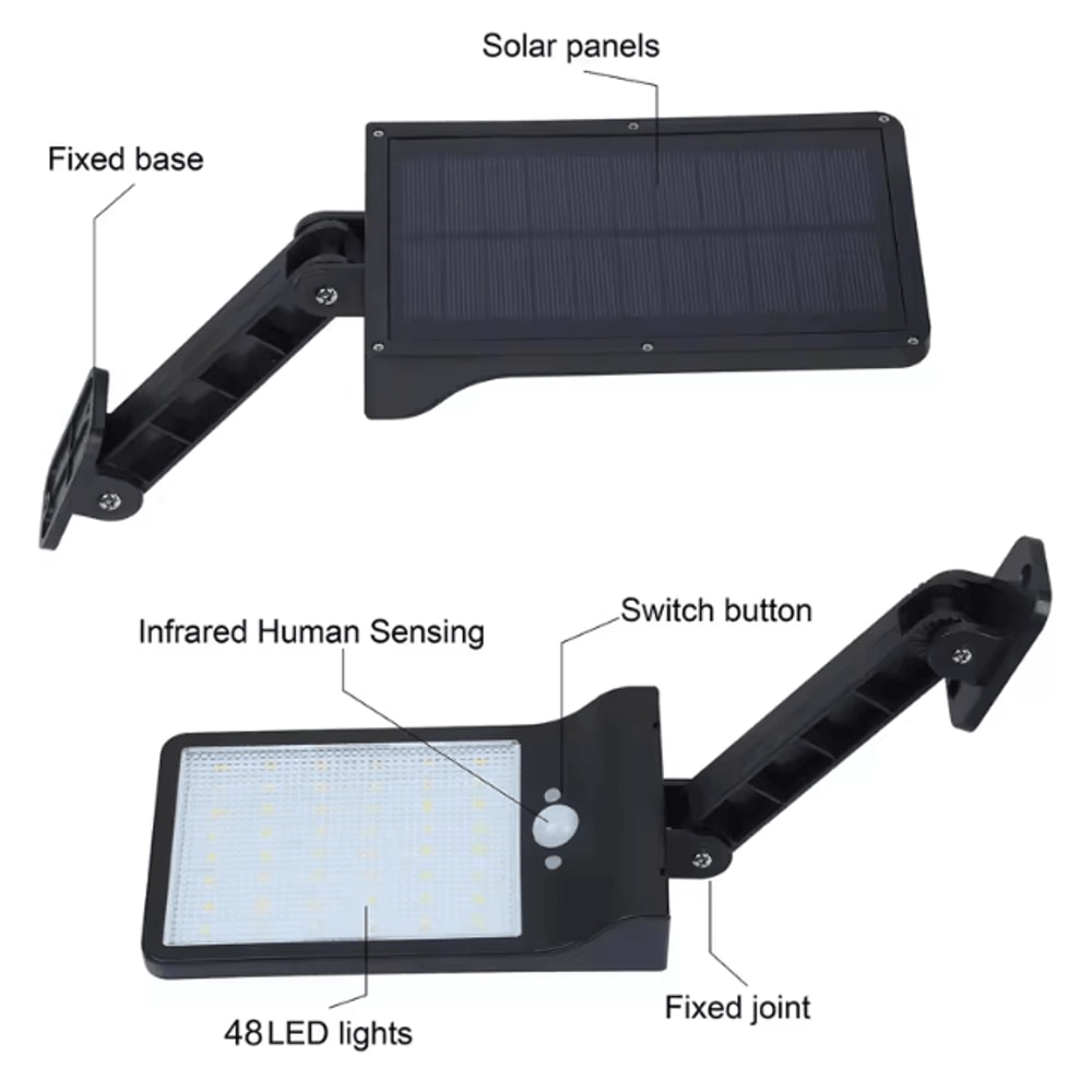 48LED 800LM Solar Motion Sensor Wall Light IP65 Waterproof Outdoor Solar Lamp With Remote Control 3