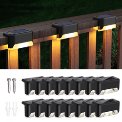 16-pack outdoor solar deck lights warm white led 11–15w for stairs steps fences yards patios pathway