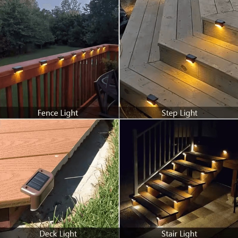 16Pack Outdoor Solar Deck Lights Warm White LED 1115W For Stairs Steps Fences Yards Patios Pathway 4