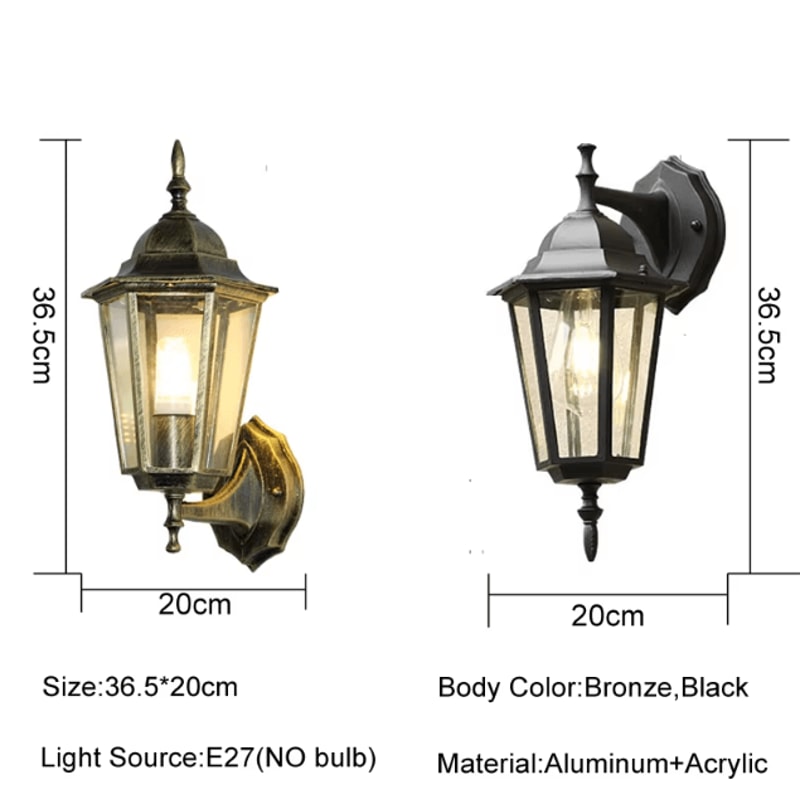 Europe Style Retro E27 Outdoor Wall Lamp Waterproof Exterior Lighting For Garden Balcony Porch 5