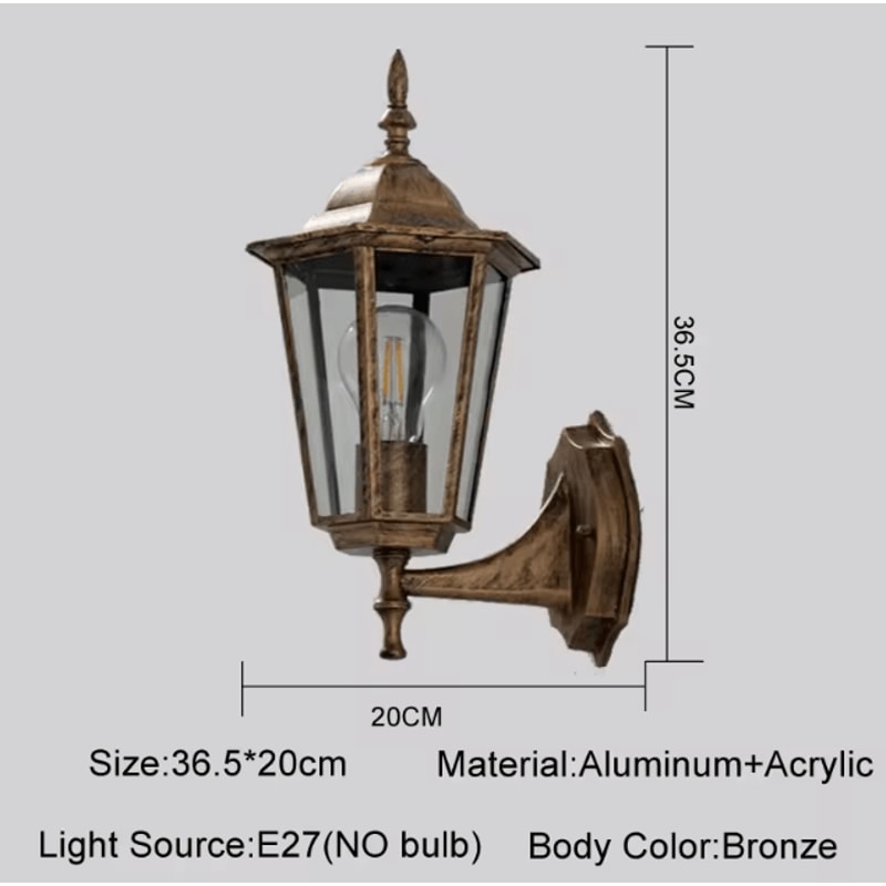 Europe Style Retro E27 Outdoor Wall Lamp Waterproof Exterior Lighting For Garden Balcony Porch 6