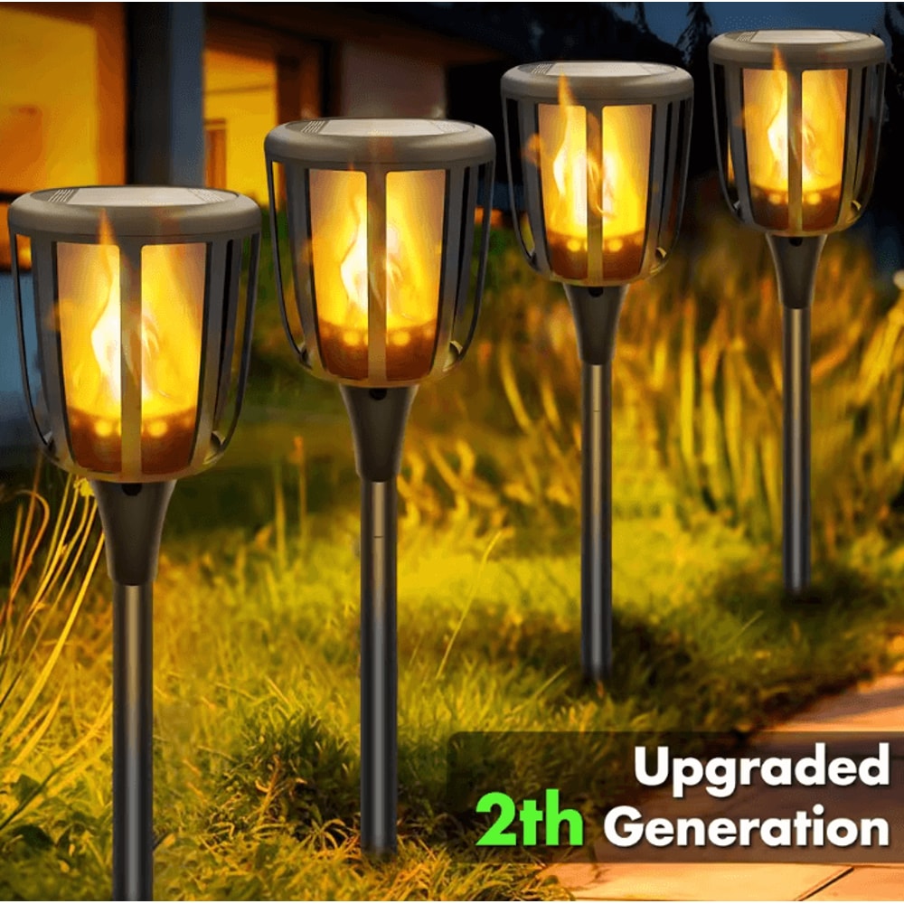 Solar Flame Torch Lights Outdoor Waterproof Solar Garden And Pathway Flickering Lawn Lights 0