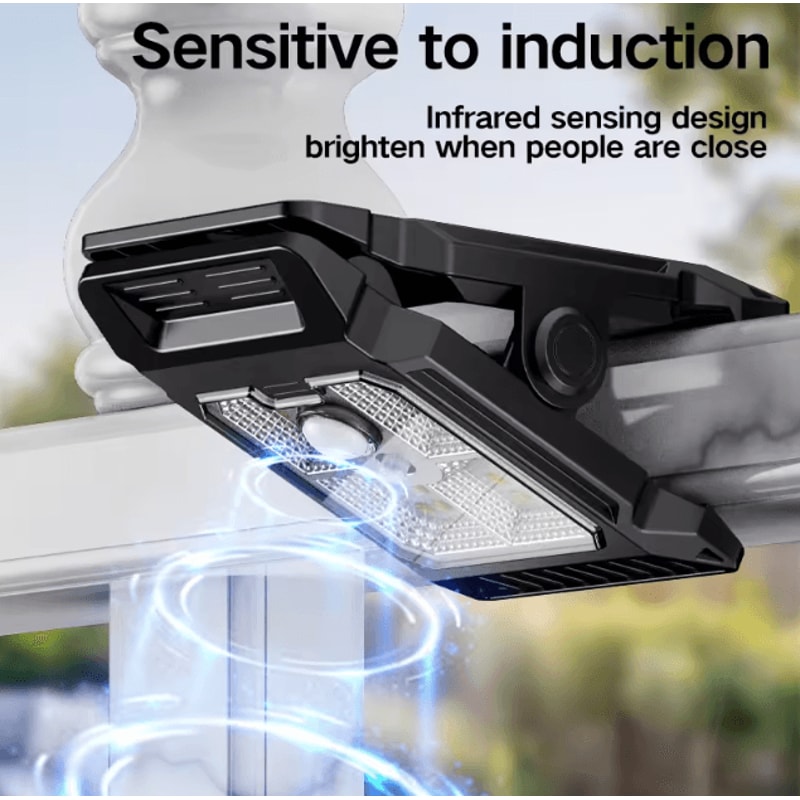 Solar Powered Garden Lamp Outdoor Motion Sensor ClipOn Lawn Light For Yard Patio Courtyard 0