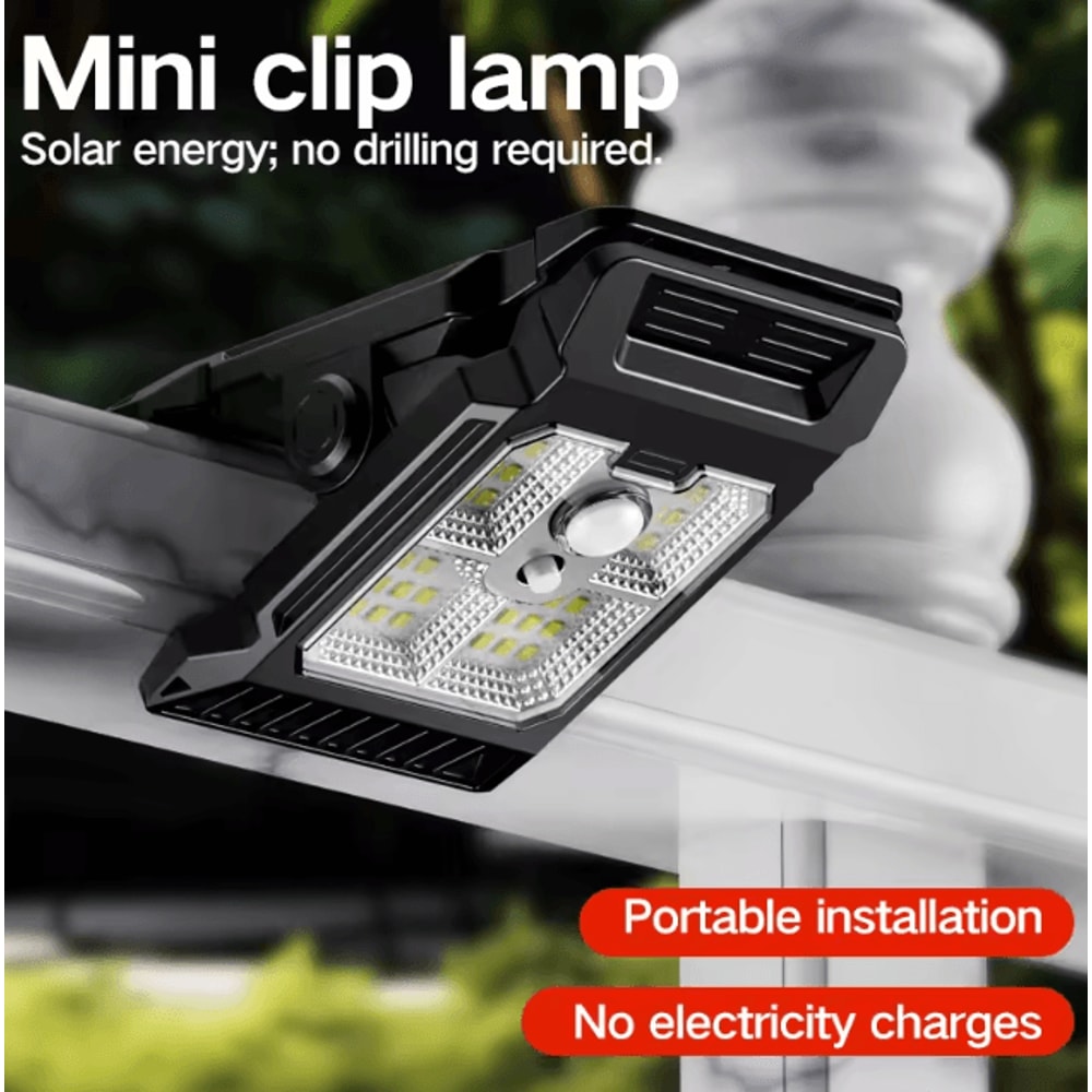 Solar Powered Garden Lamp Outdoor Motion Sensor ClipOn Lawn Light For Yard Patio Courtyard 1