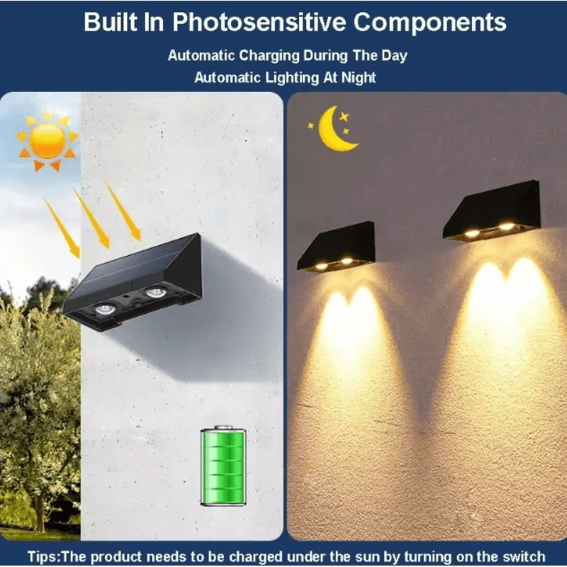 Solar Wall Light Outdoor Waterproof LED Porch Light Automatic Dusk To Dawn Garden Balcony Lamp 1