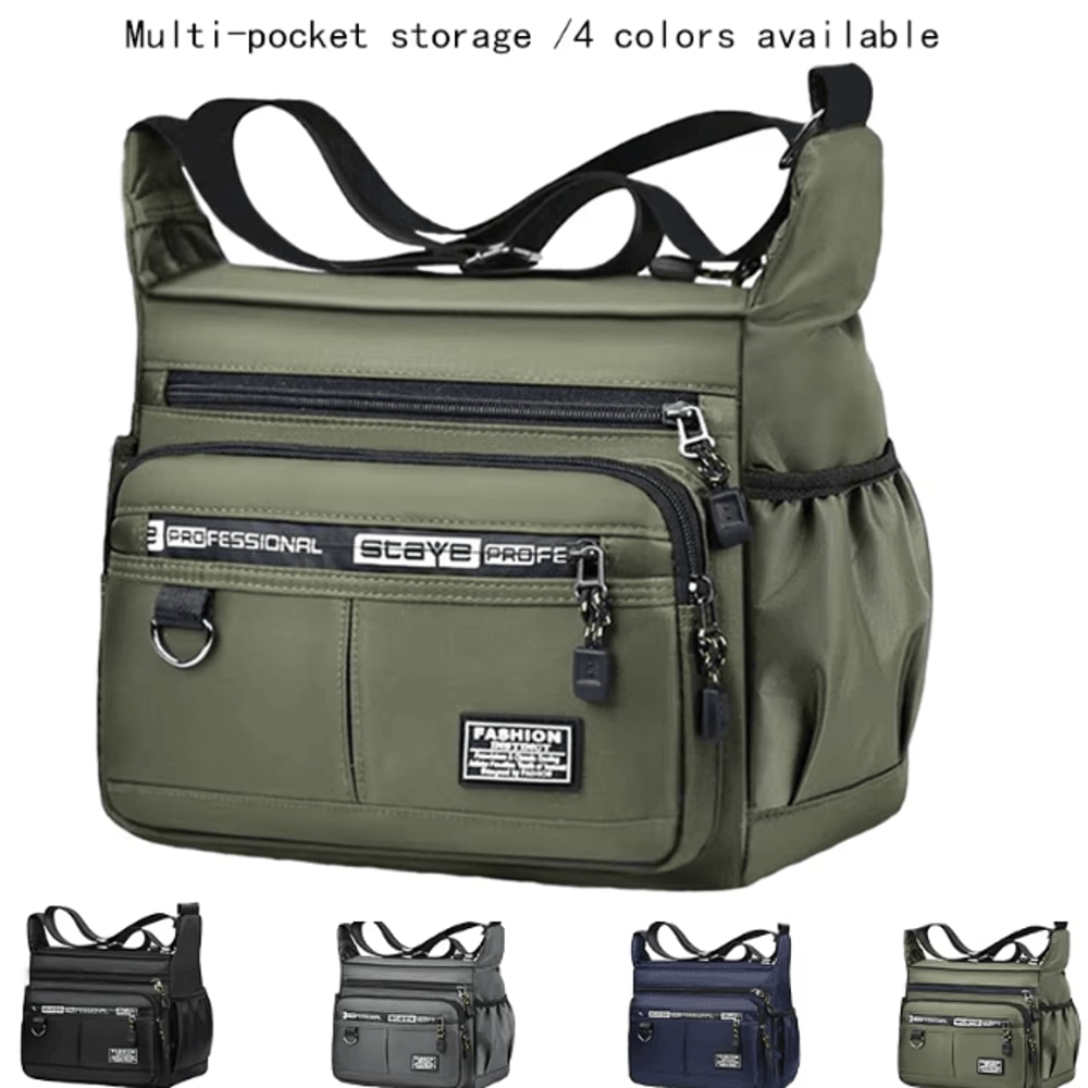 Mens Multi Pocket Crossbody Shoulder Bag Business Single Shoulder Travel Sling Bag 0