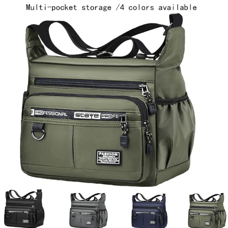 Mens Multi Pocket Crossbody Shoulder Bag Business Single Shoulder Travel Sling Bag 0