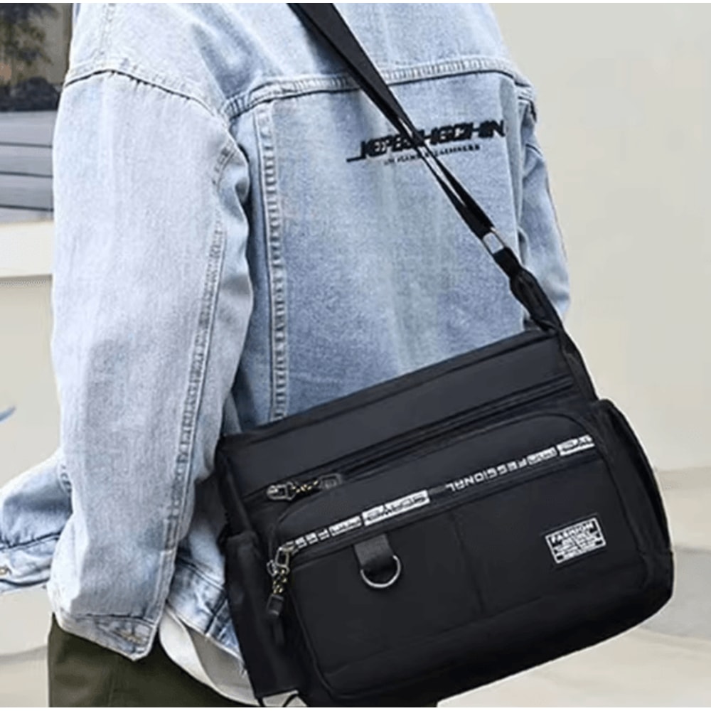 Mens Multi Pocket Crossbody Shoulder Bag Business Single Shoulder Travel Sling Bag 1