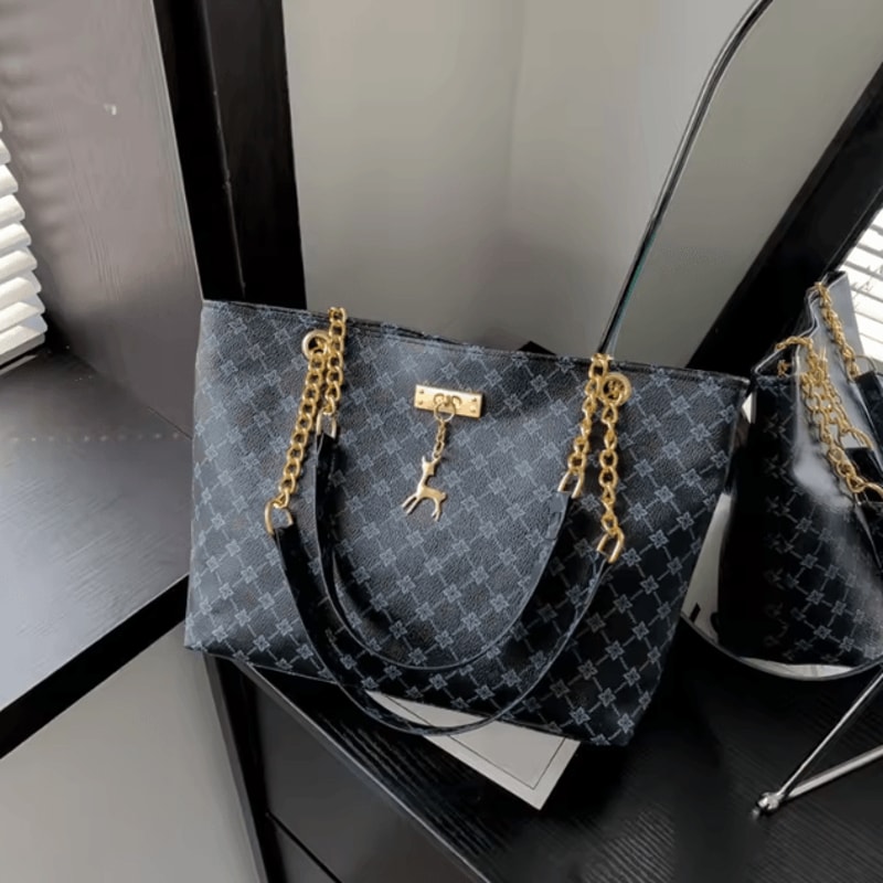 Soft Leather Large Capacity Womens Tote Bag With Hanging Accessory 6