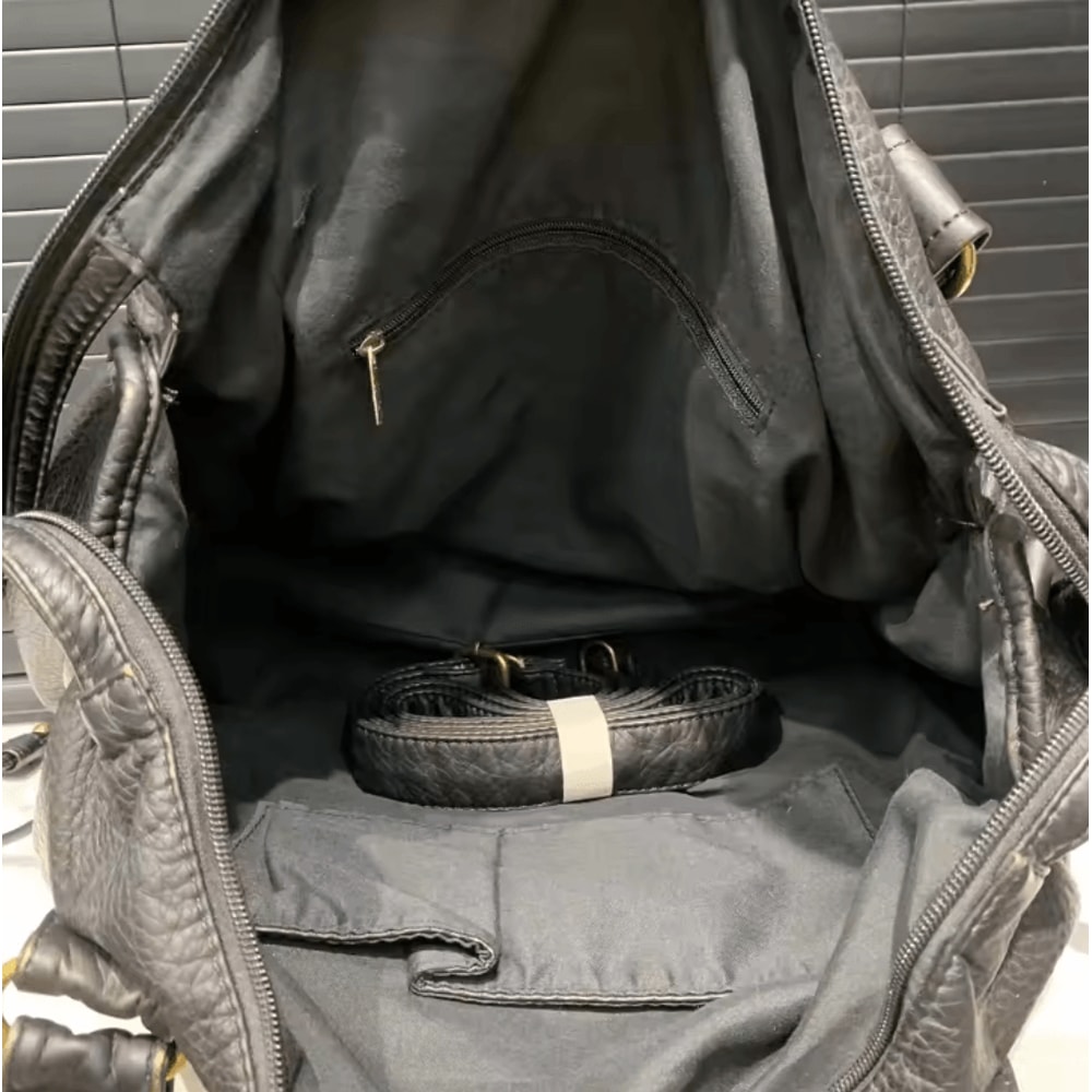 Y2K One Shoulder Crossbody Vintage Washed Soft Leather Motorcycle Bag Large Capacity 3